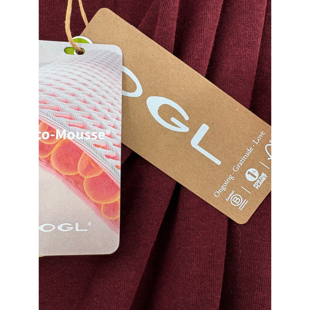 OGL Top Size L NEW Ruby Red Maroon Surplice Long Sleeve Top V Neck Stretch - Picture 3 of 11